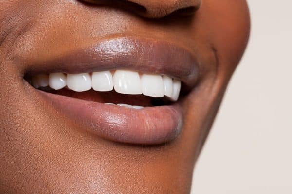 up close of woman's smile