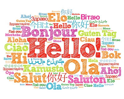 The word "hello" in different languages