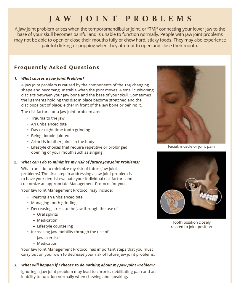 FAQ's on Jaw Joint problems