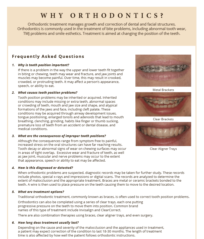 Orthodontic treatment information and options