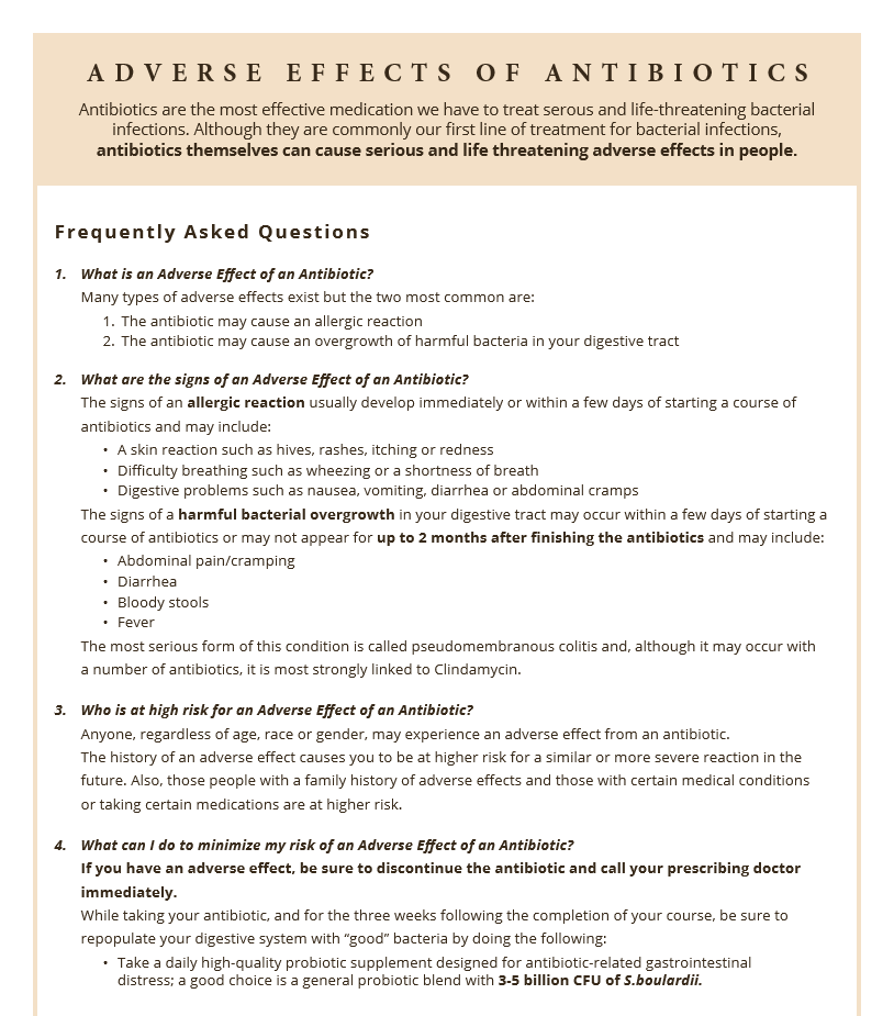 adverse effects of antibiotics