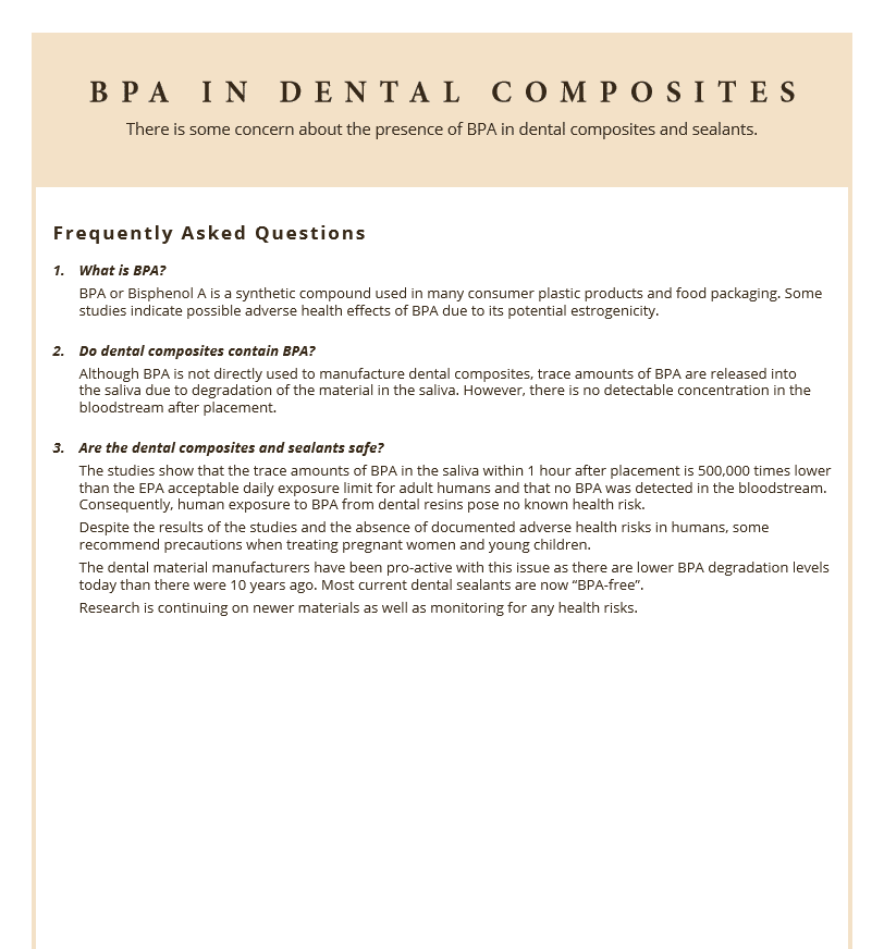 Dental Composites and BPA
