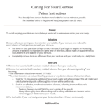 Information from Dr. Rice on caring for dentures