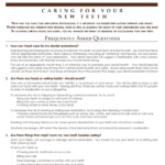 Information on caring for new dental restorations