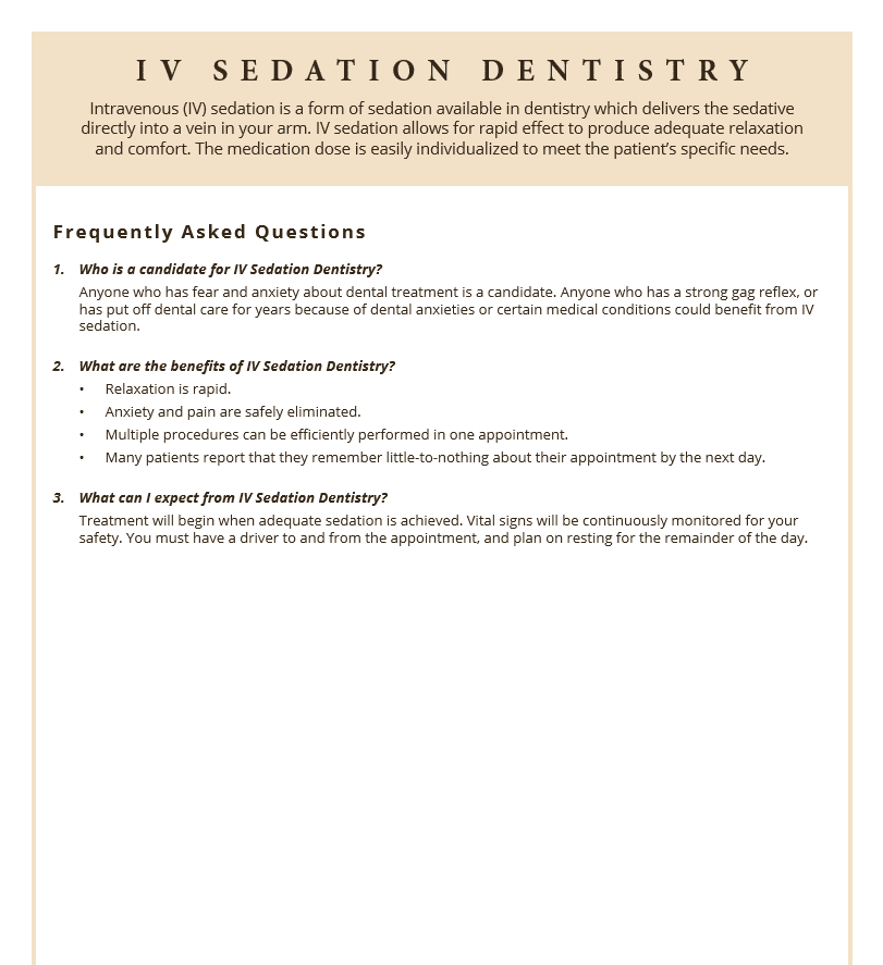IV Sedation Dentistry benefits and expectations