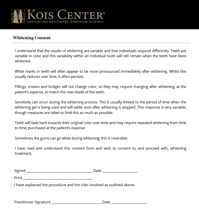 Kois Center information on teeth whitening