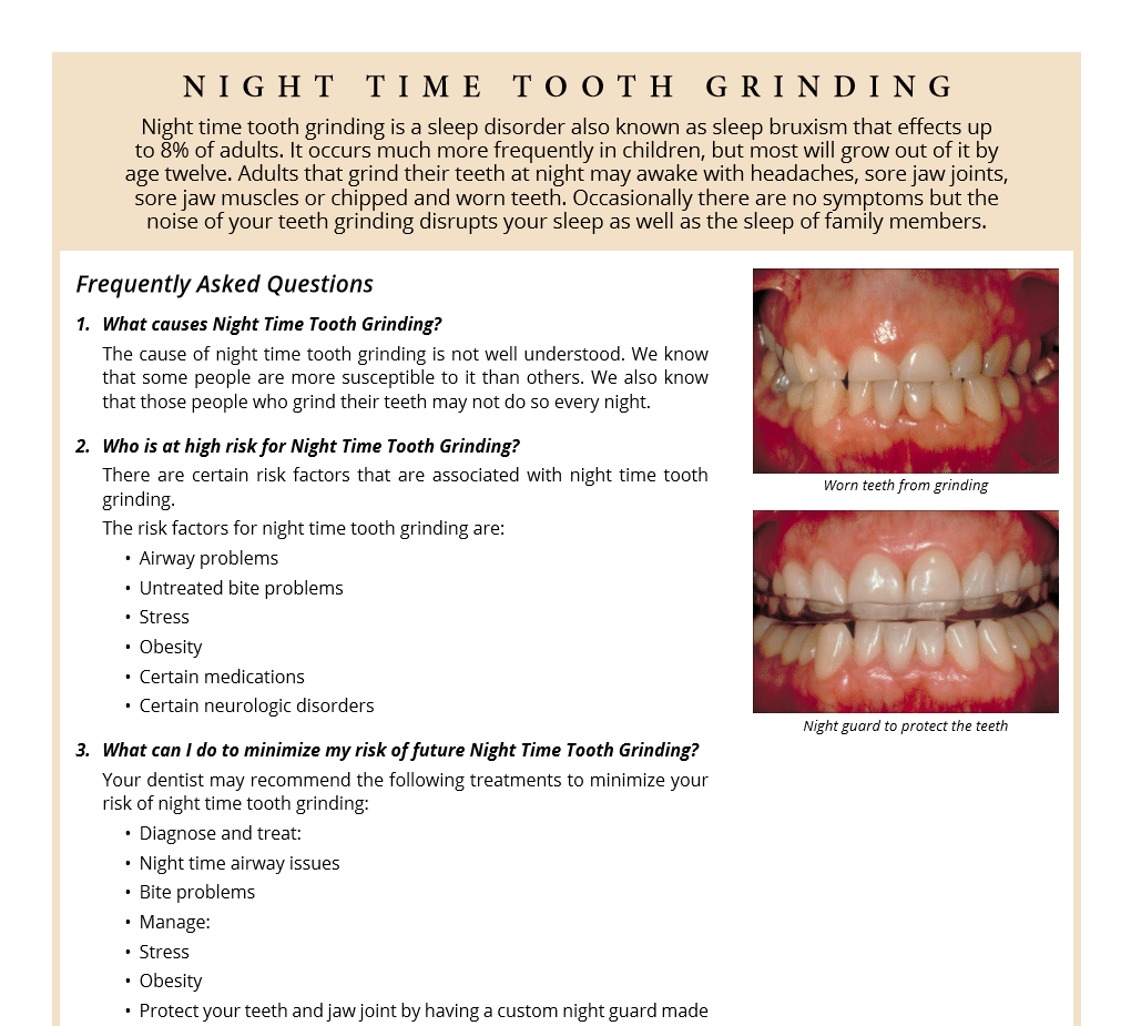 Infographic showing how a night guard can prevent teeth wear from grinding