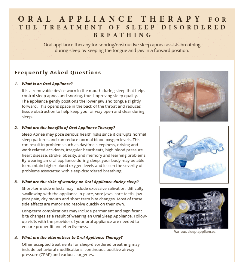 Oral appliance therapy