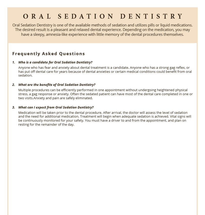 questions on Oral Sedation Dentistry