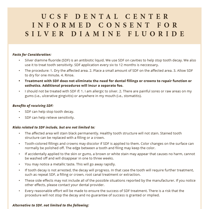 silver diamine fluoride treatment information