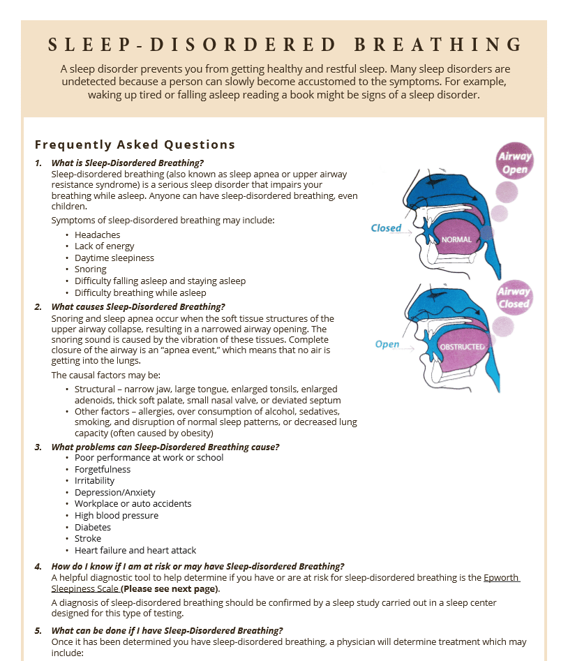 Sleep disorders and risks of breathing at night