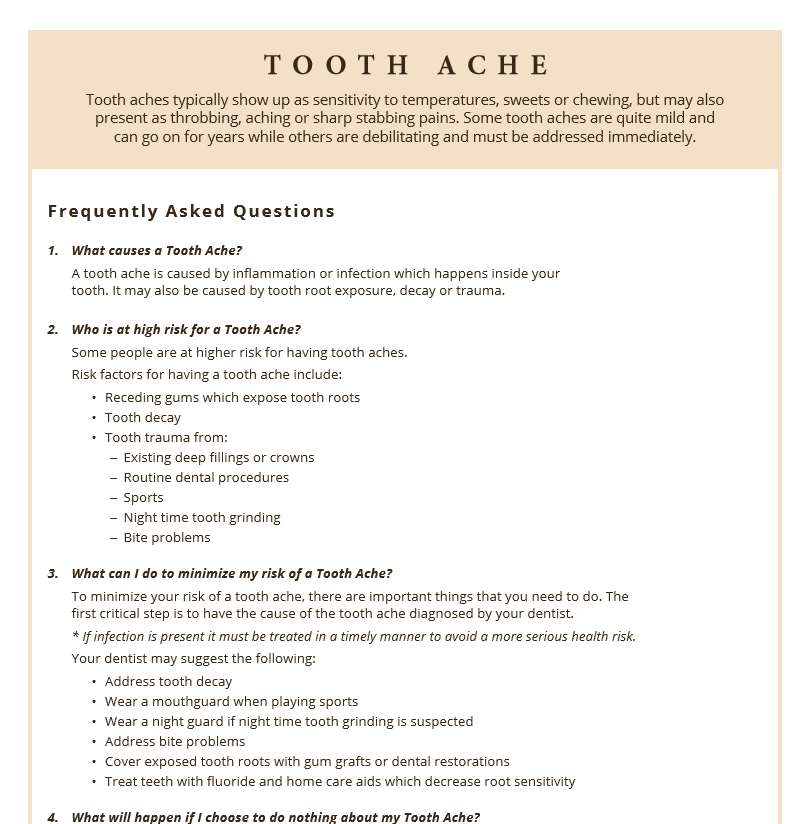 Questions and answers about a toothache